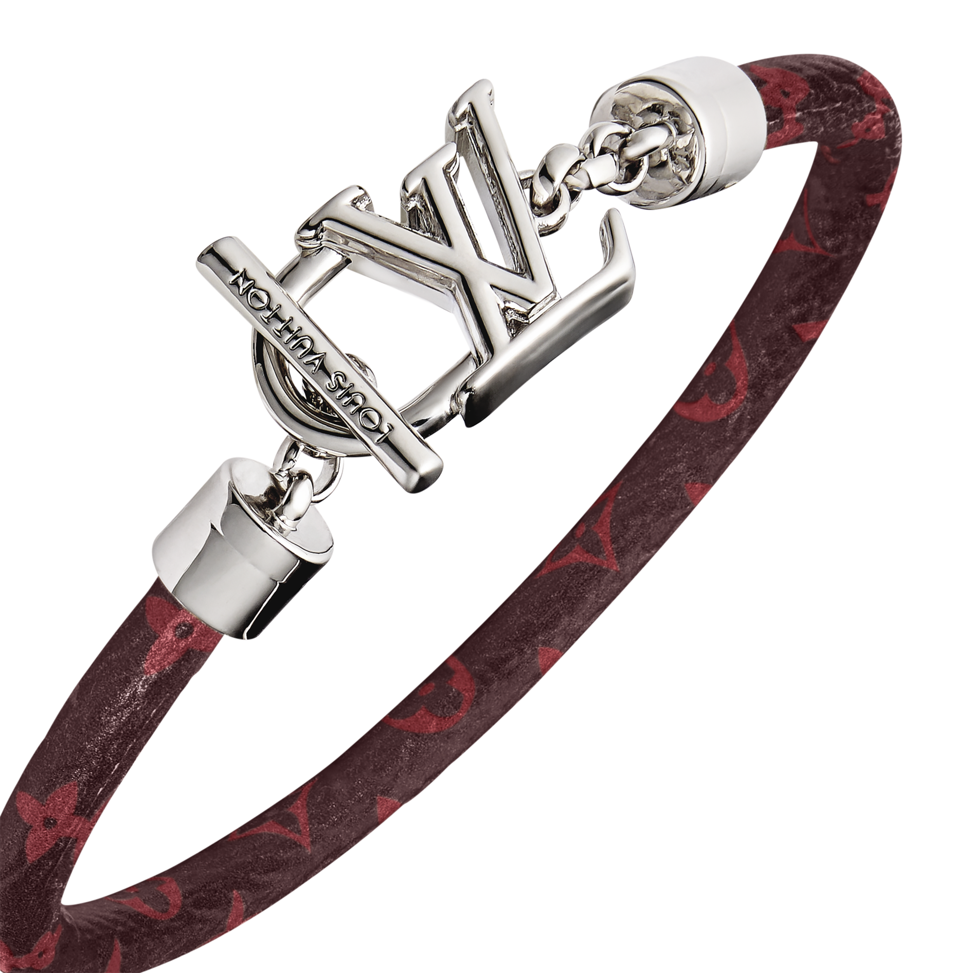 Louis Vuitton ブラック レッド ブレスレット LV Dimension Monogram Leather Bracelet - Men - Fashion Jewelry